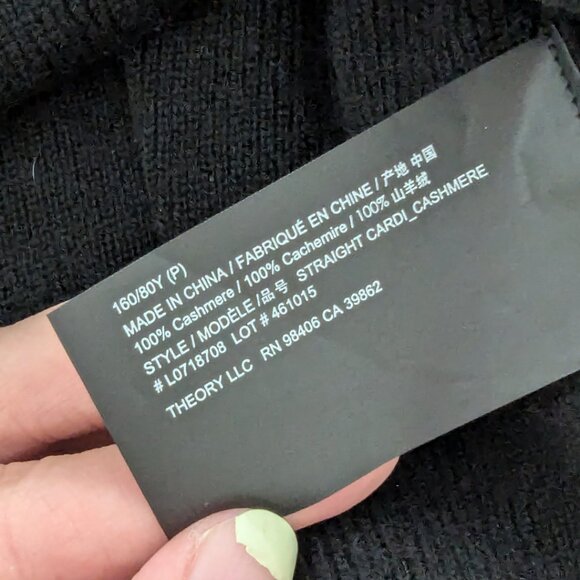 NWOT Theory Long Cardigan in Cashmere, Black - Picture 4 of 7